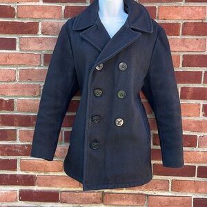 Schott NYC Women U.S. 740N Pea Jacket Heavy Wool Double Breasted Coat Madein USA